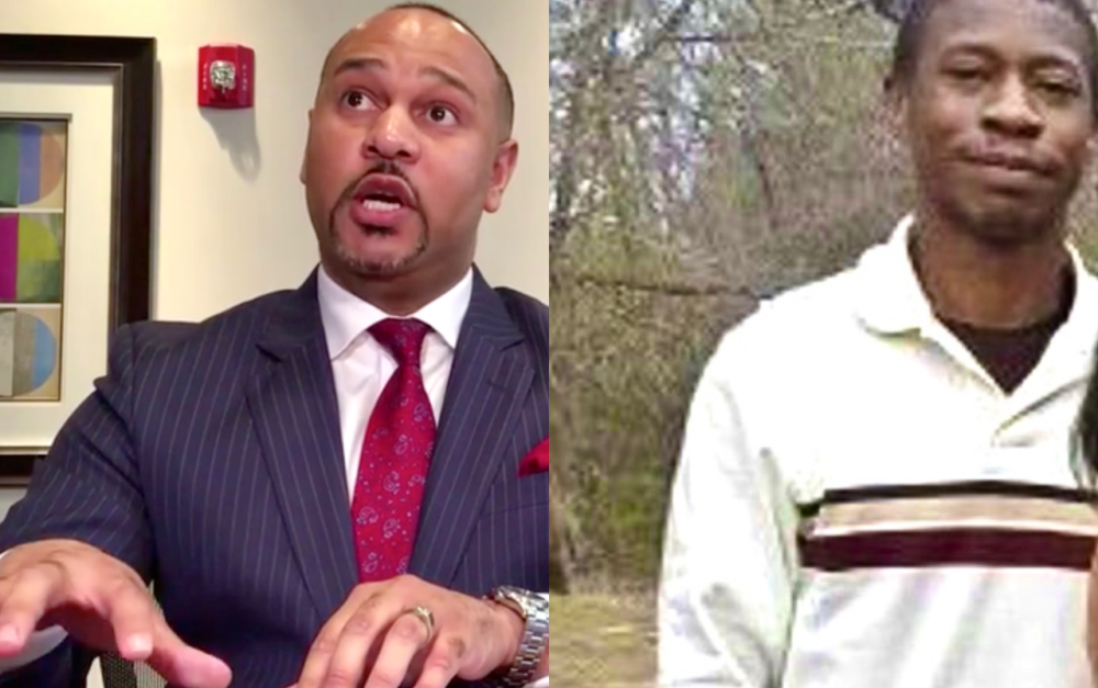 Photo Caption: Carlos E. Moore (left), attorney for the family of Harvey Hill (right), is suing Madison County, Sheriff Randy Tucker, and multiple jailers for his gruesome death